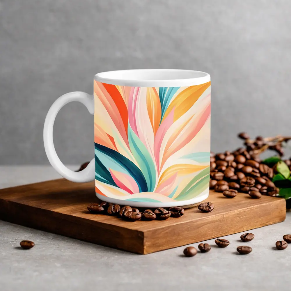 Colorful Abstract Floral Leaves Pastel Art – Mugs