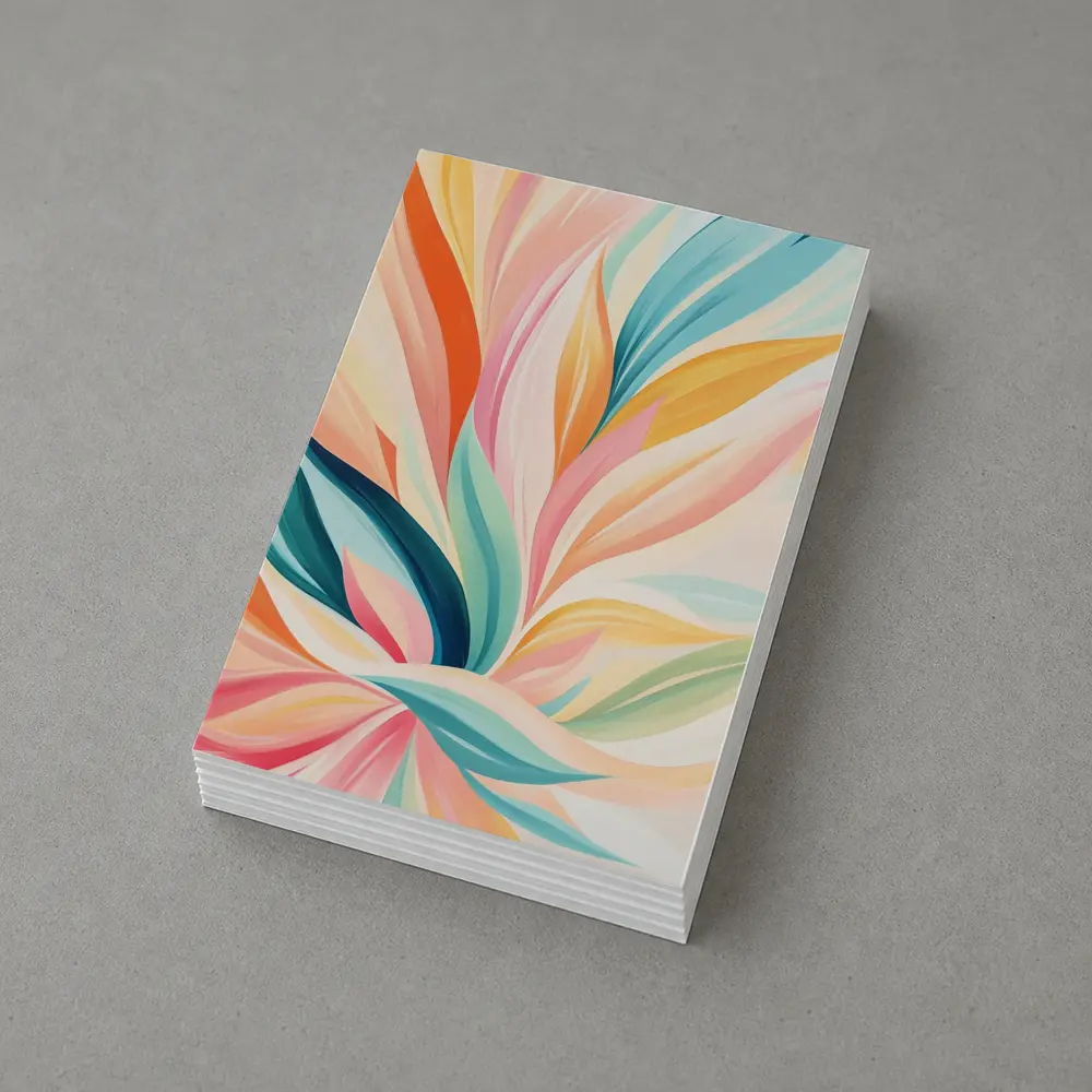 Colorful Abstract Floral Leaves Pastel Art – Postcards