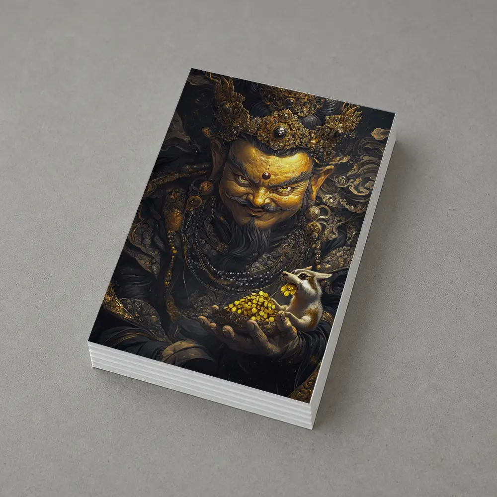 Chinese Wealth God Holding Golden Rat – Postcards