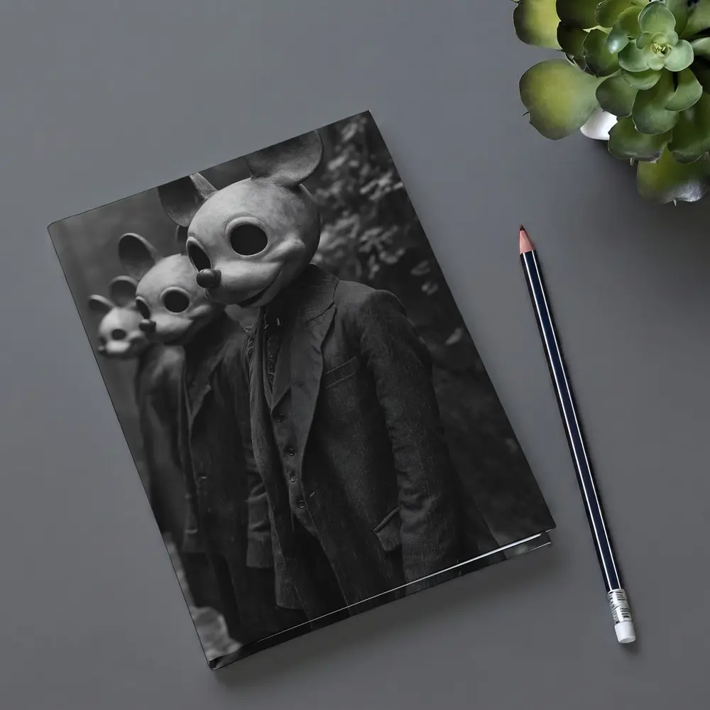 Creepy Mouse Mask Figures Dark Forest – Notebooks