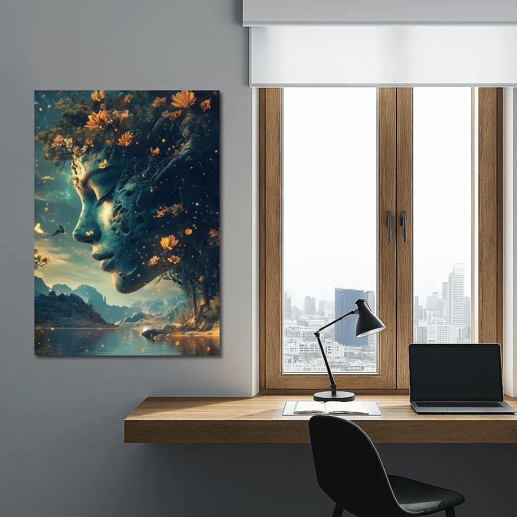 Surreal Woman Face Nature Fantasy Art – Wall Art