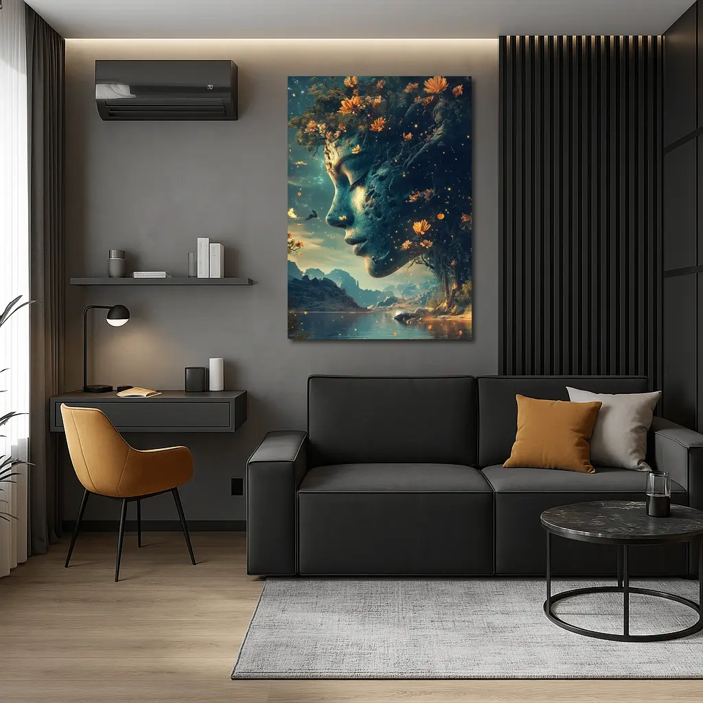 Surreal Woman Face Nature Fantasy Art – Wall Art
