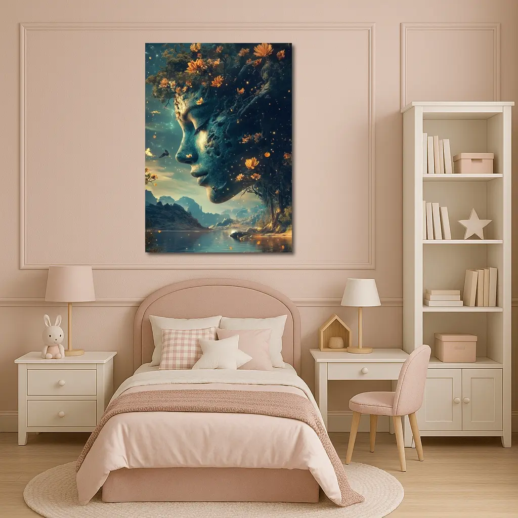 Surreal Woman Face Nature Fantasy Art – Wall Art