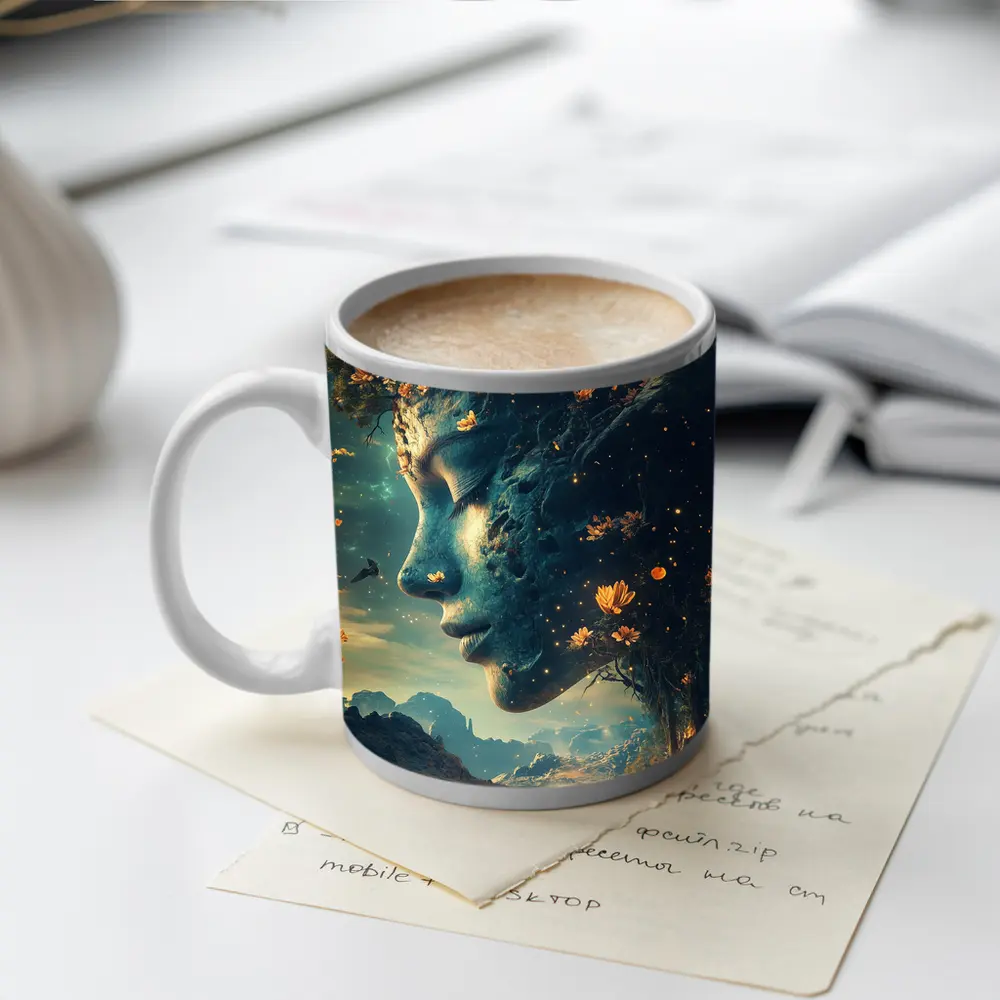 Surreal Woman Face Nature Fantasy Art – Mugs