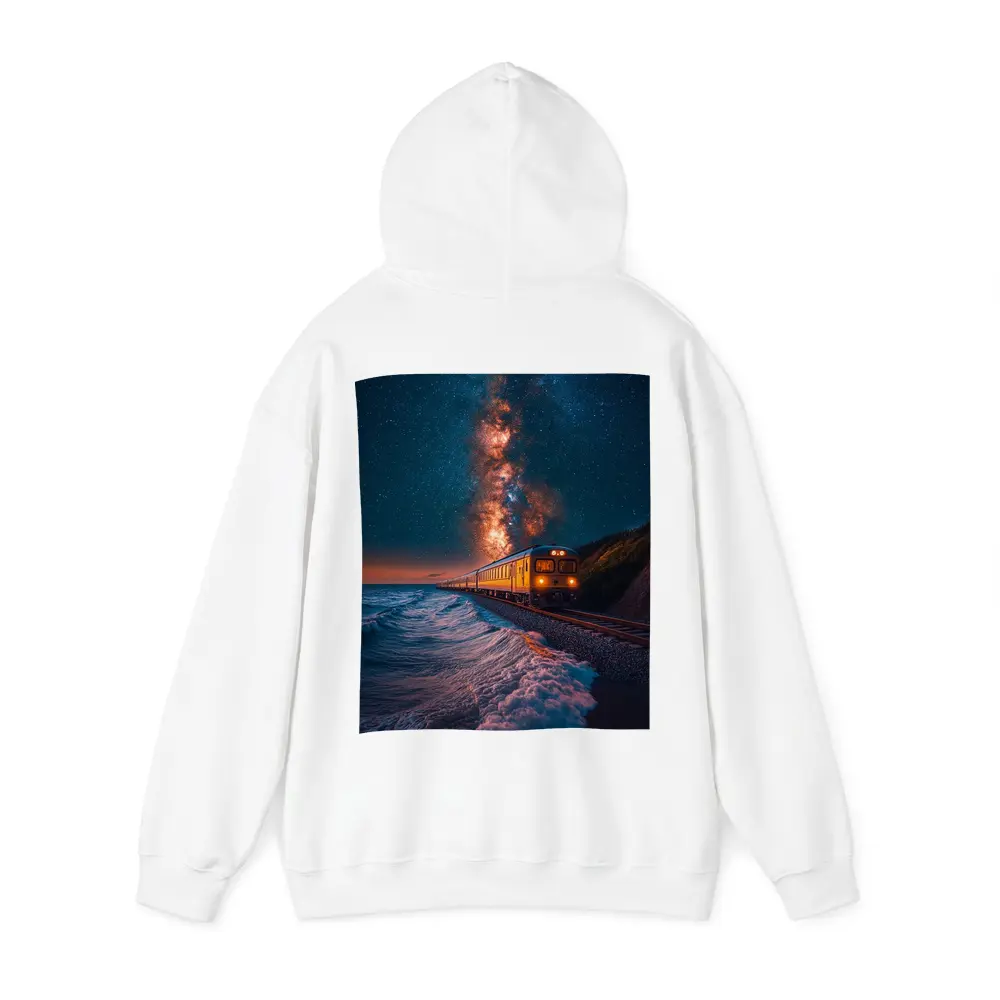 Train Riding Coastal Cliffs Under Milky Way – Hoodies