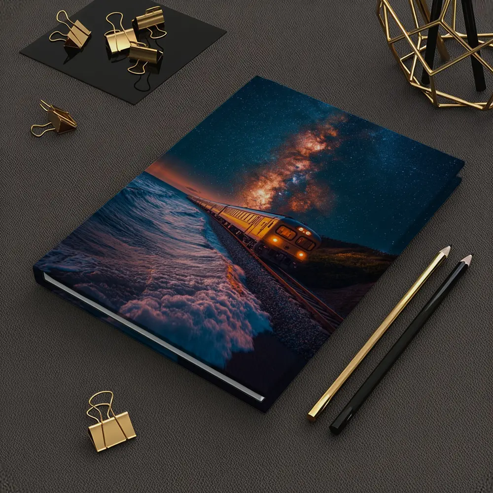 Train Riding Coastal Cliffs Under Milky Way – Notebooks