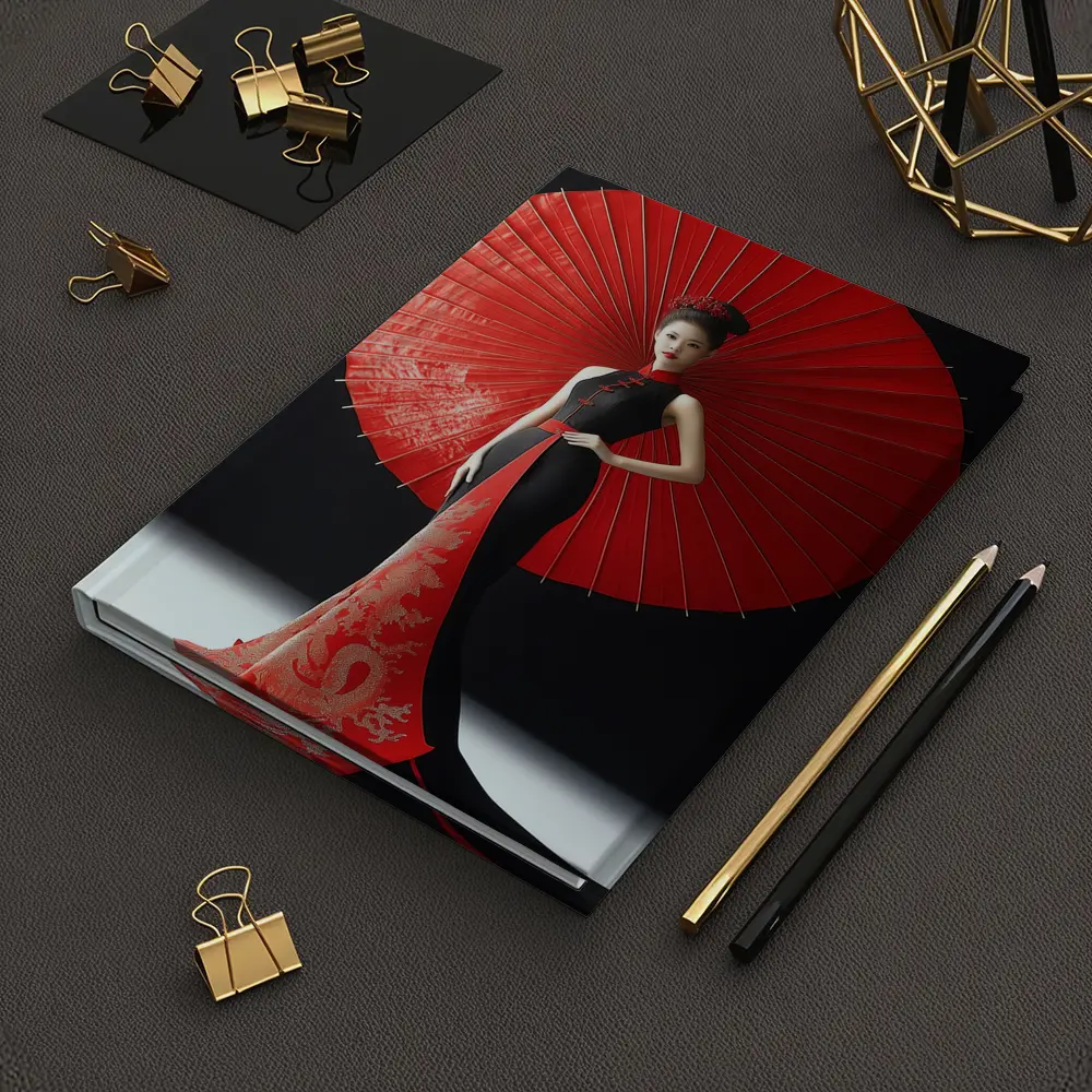 Chinese Woman Red Umbrella Dragon Dress – Notebooks