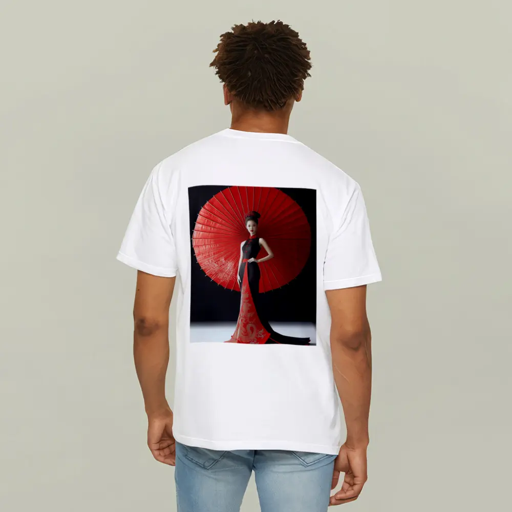Chinese Woman Red Umbrella Dragon Dress – T-Shirts
