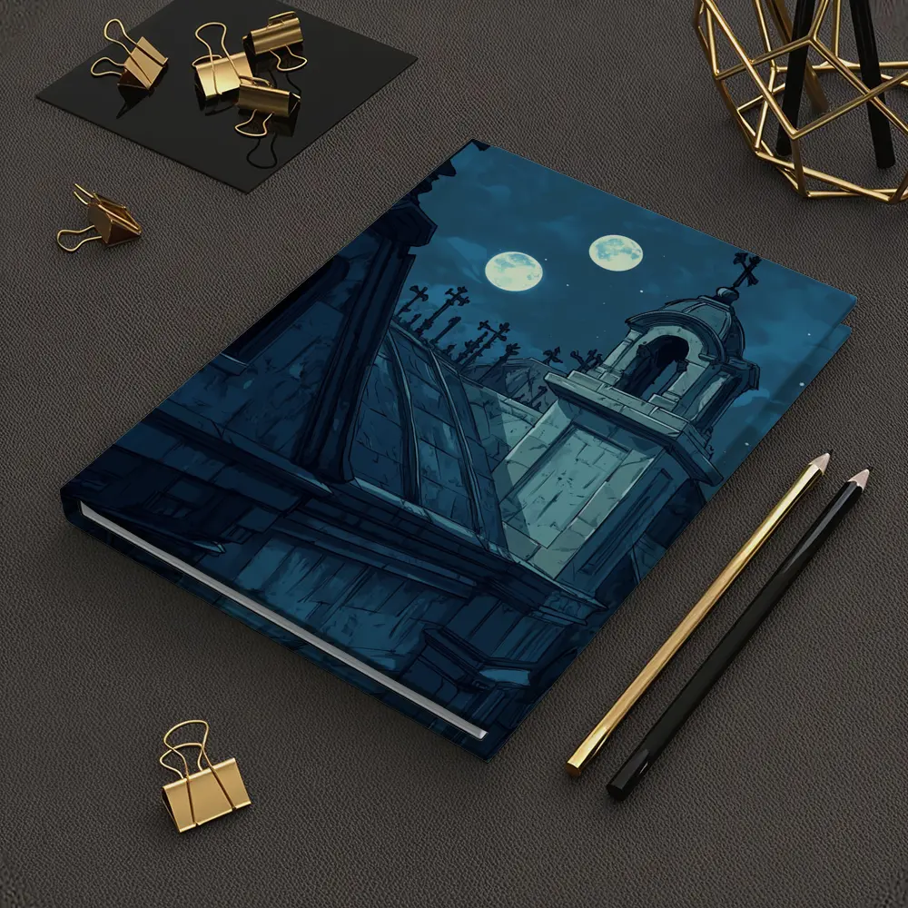 Gothic Cemetery Night Anime Art Blue Moon – Notebooks