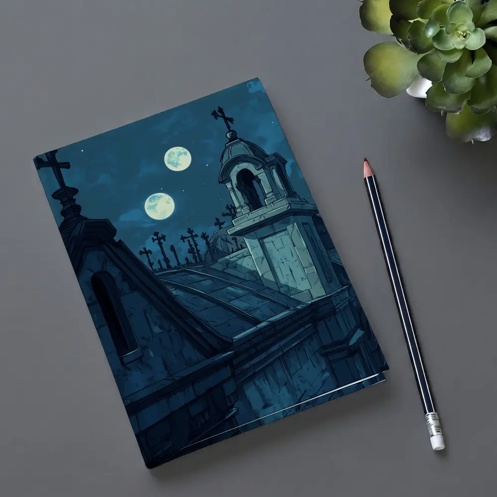 Gothic Cemetery Night Anime Art Blue Moon – Notebooks