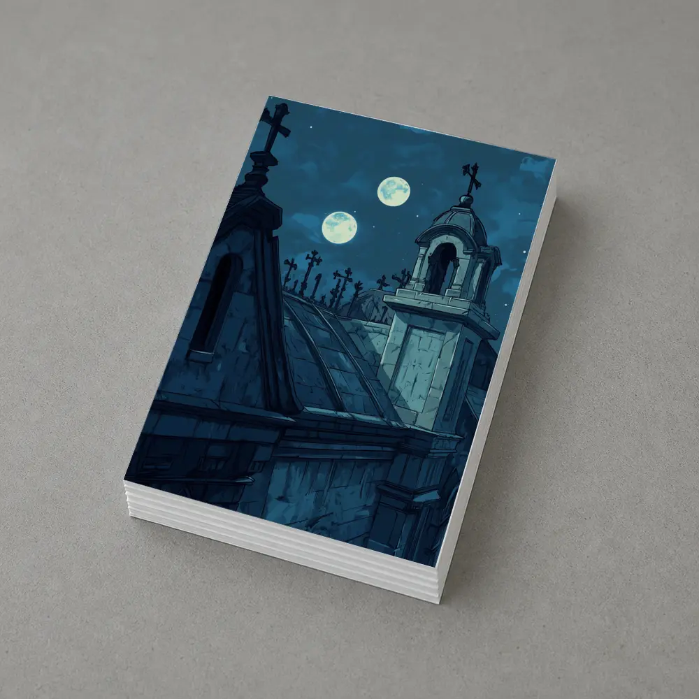 Gothic Cemetery Night Anime Art Blue Moon – Postcards
