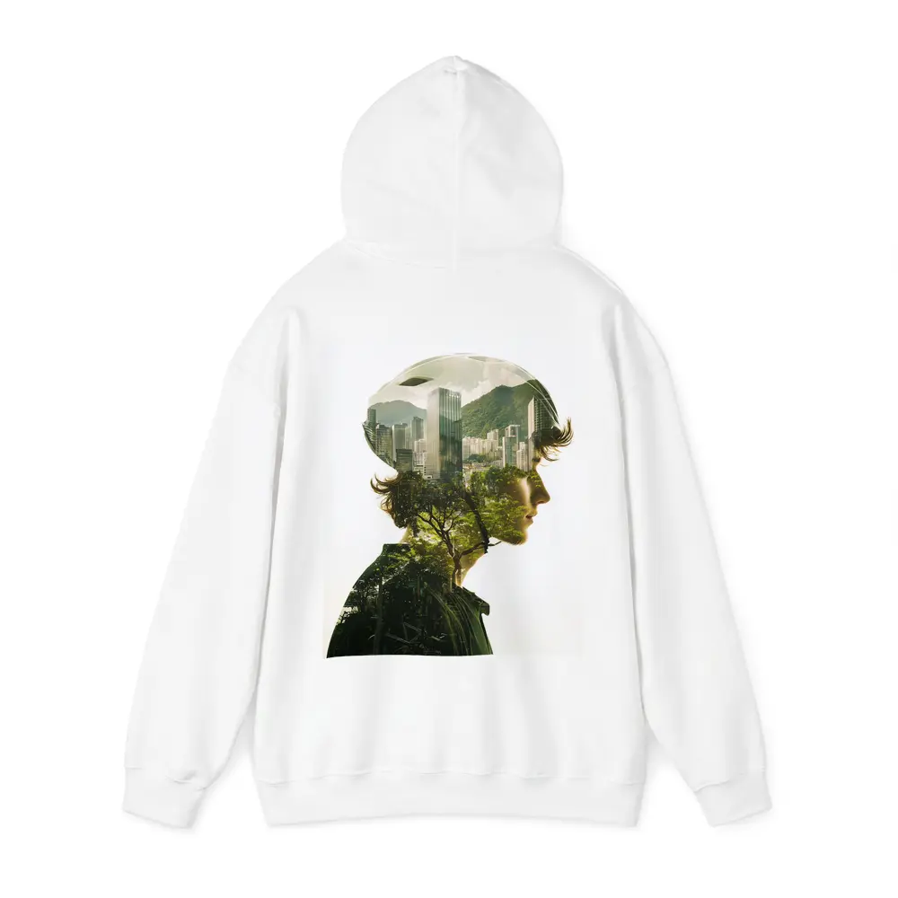 Cyclist Double Exposure City Nature Portrait – Hoodies
