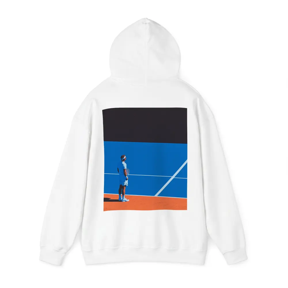 Tennis Player Standing on Blue Clay Court – Hoodies