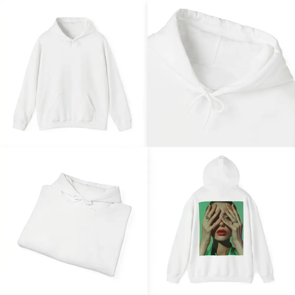 Woman Red Lips Green Nails Diamond Rings – Hoodies