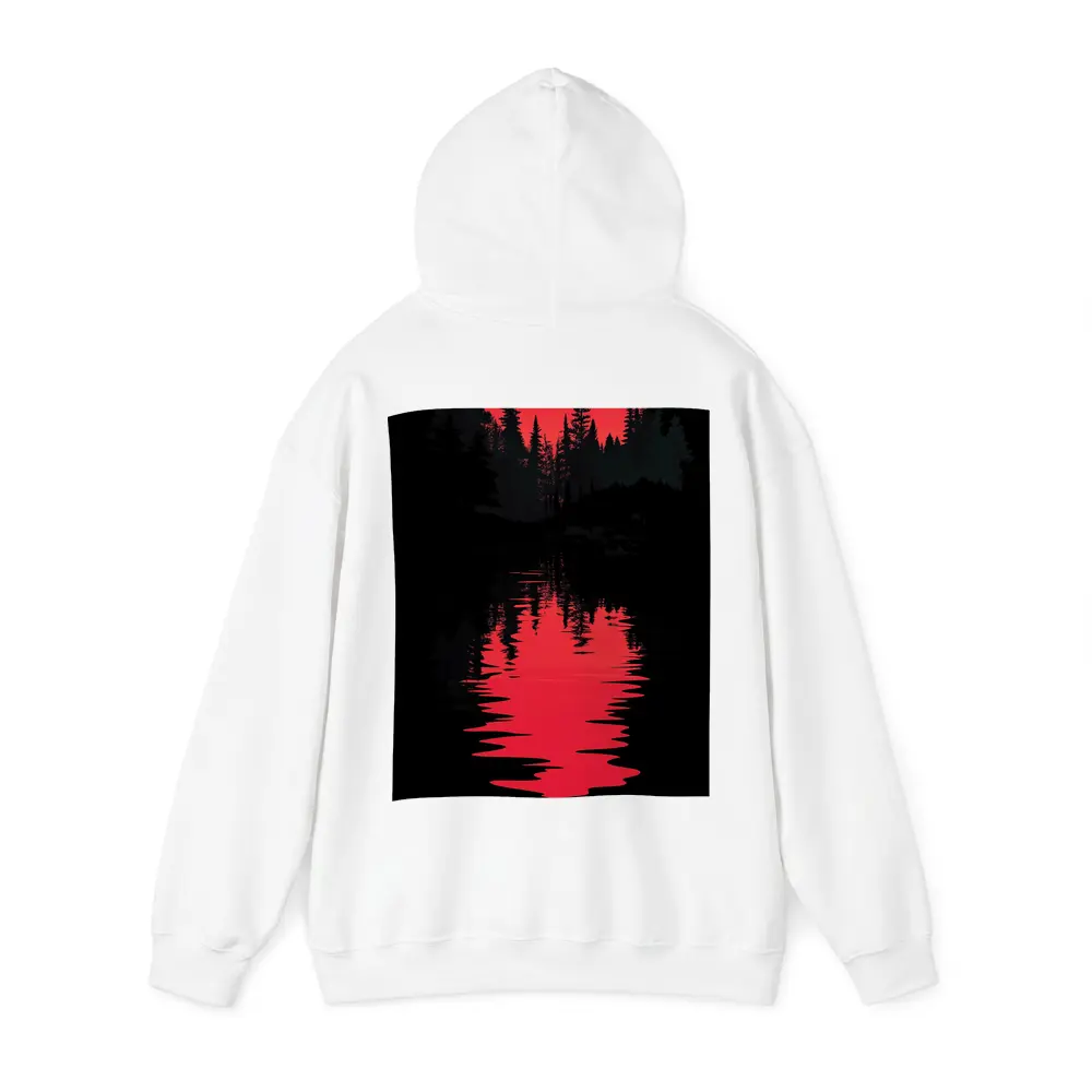 Red Moon Forest Dark Lake Reflection – Hoodies