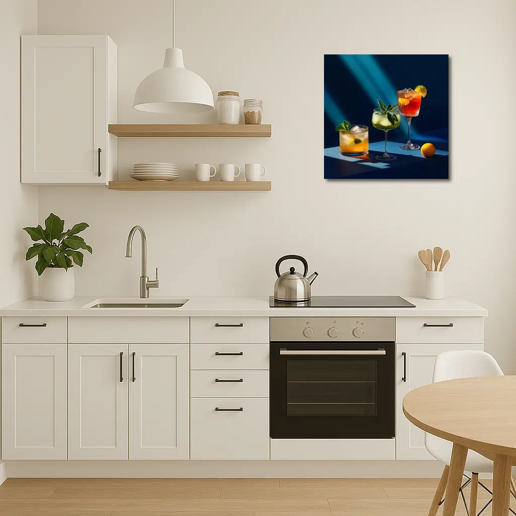 Three Cocktails Blue Studio Light – Wall Art