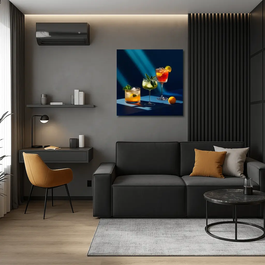 Three Cocktails Blue Studio Light – Wall Art