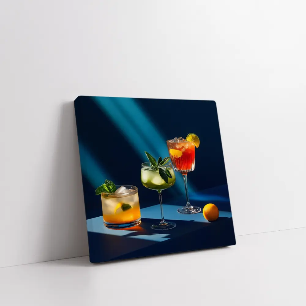 Three Cocktails Blue Studio Light – Wall Art