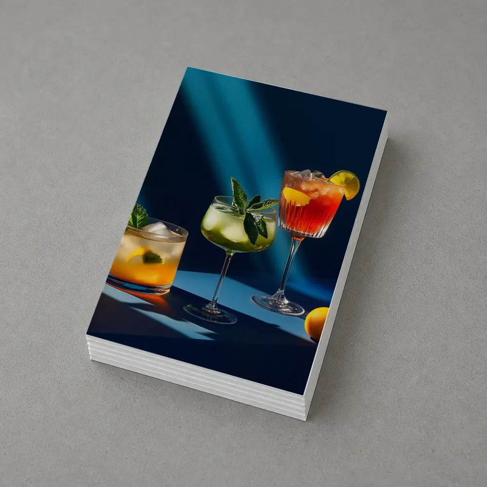 Three Cocktails Blue Studio Light – Postcards