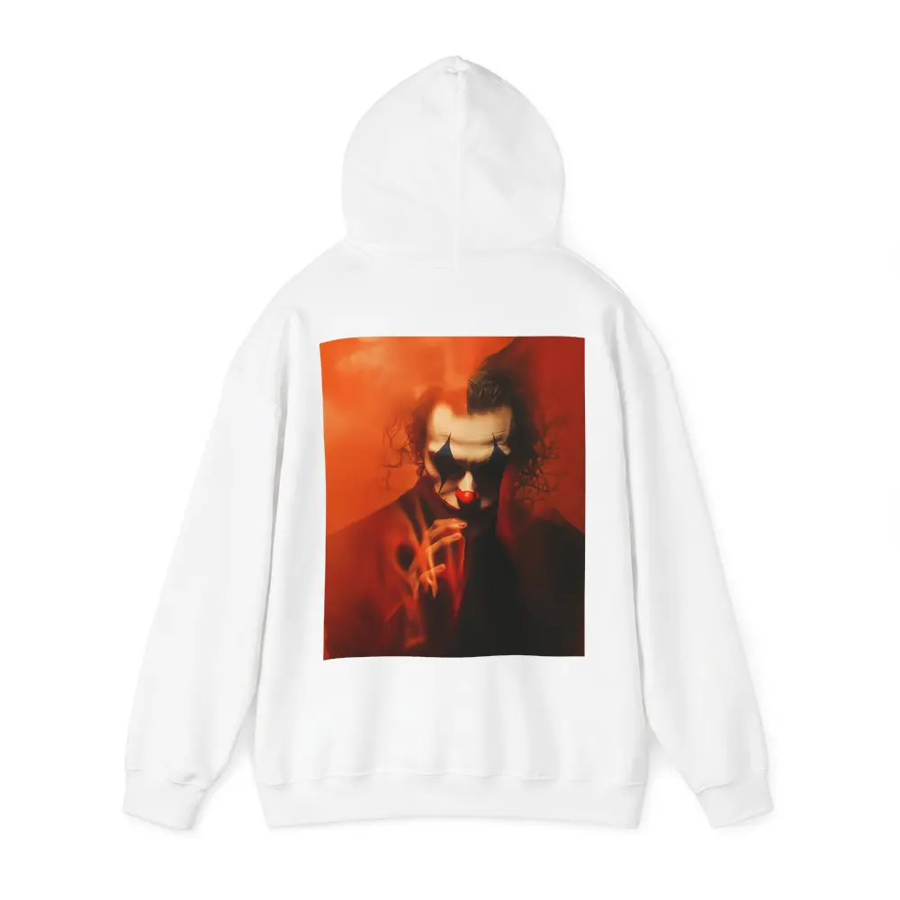 Joker Clown Portrait Red Smoky Background – Hoodies