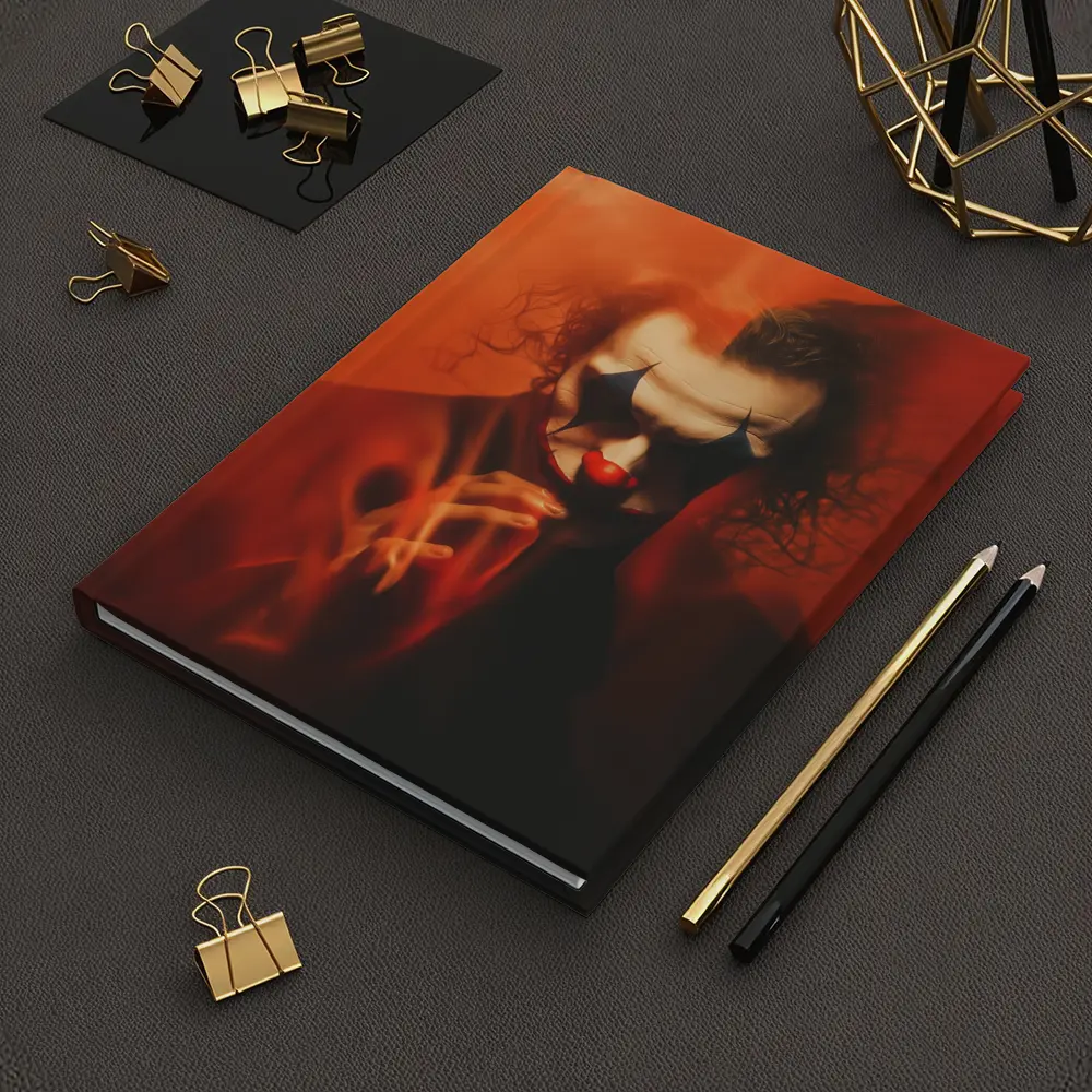 Joker Clown Portrait Red Smoky Background – Notebooks