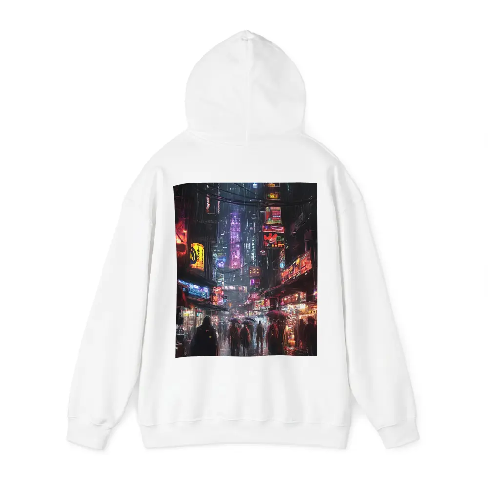 Cyberpunk Rainy City Street Neon Night – Hoodies