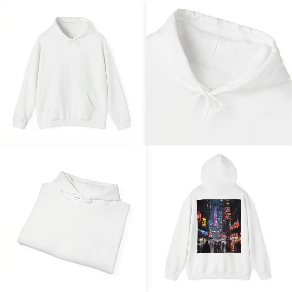 Cyberpunk Rainy City Street Neon Night – Hoodies