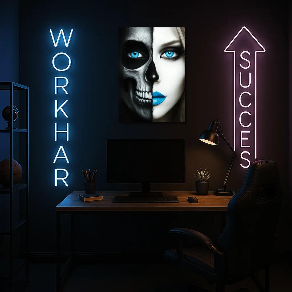 Half Skull Half Woman Blue Eyes – Wall Art
