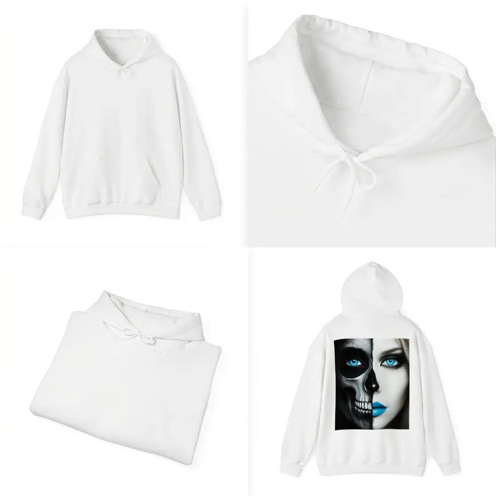 Half Skull Half Woman Blue Eyes – Hoodies