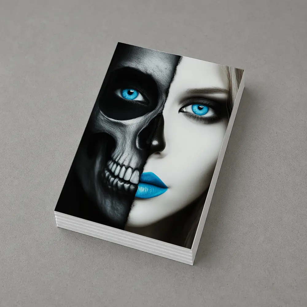 Half Skull Half Woman Blue Eyes – Postcards