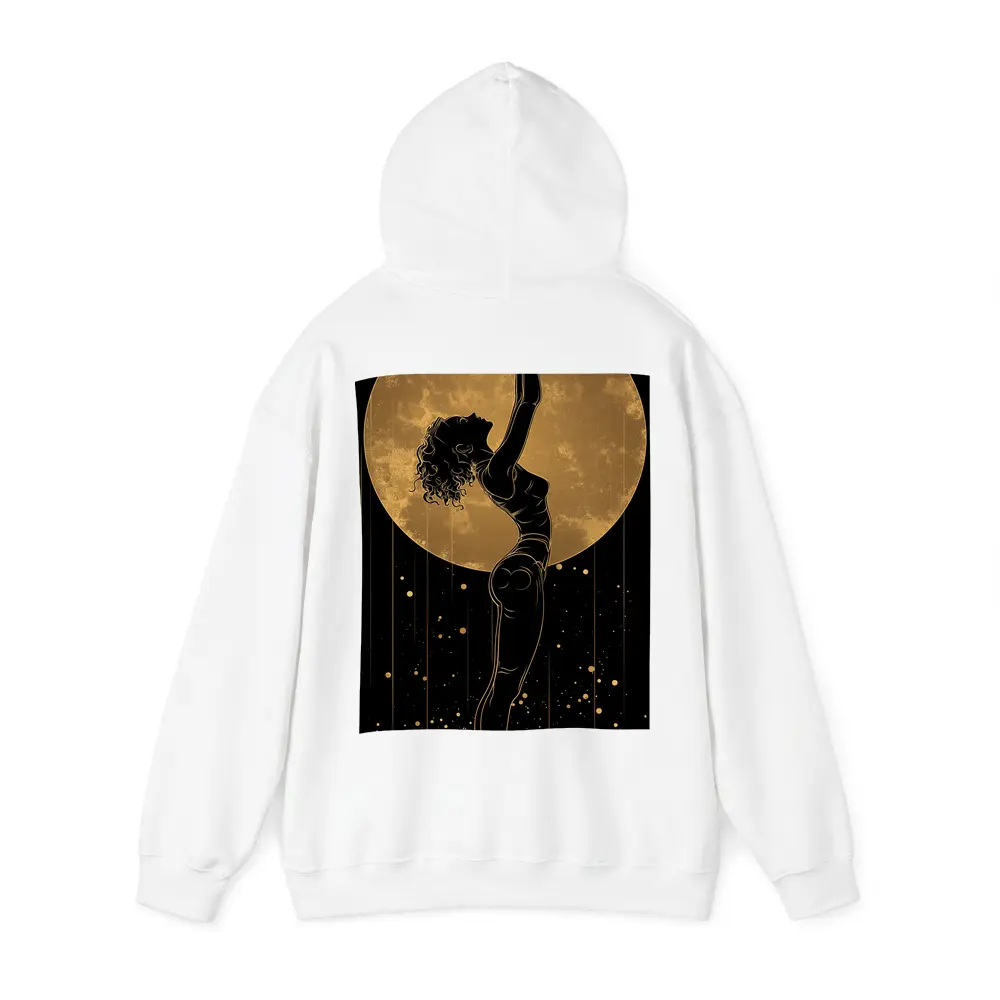 Dancer Silhouette Golden Moon Black Background – Hoodies