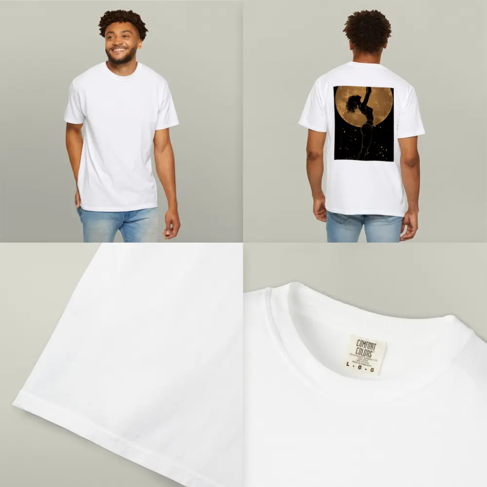 Dancer Silhouette Golden Moon Black Background – T-Shirts