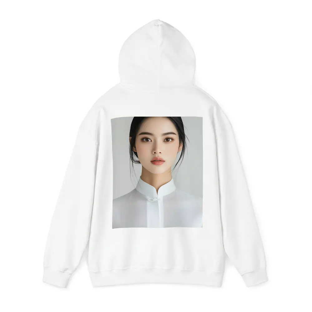 Young Asian Woman White Minimalist Background Portrait – Hoodies