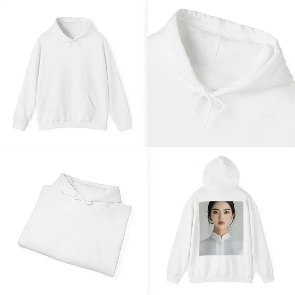 Young Asian Woman White Minimalist Background Portrait – Hoodies