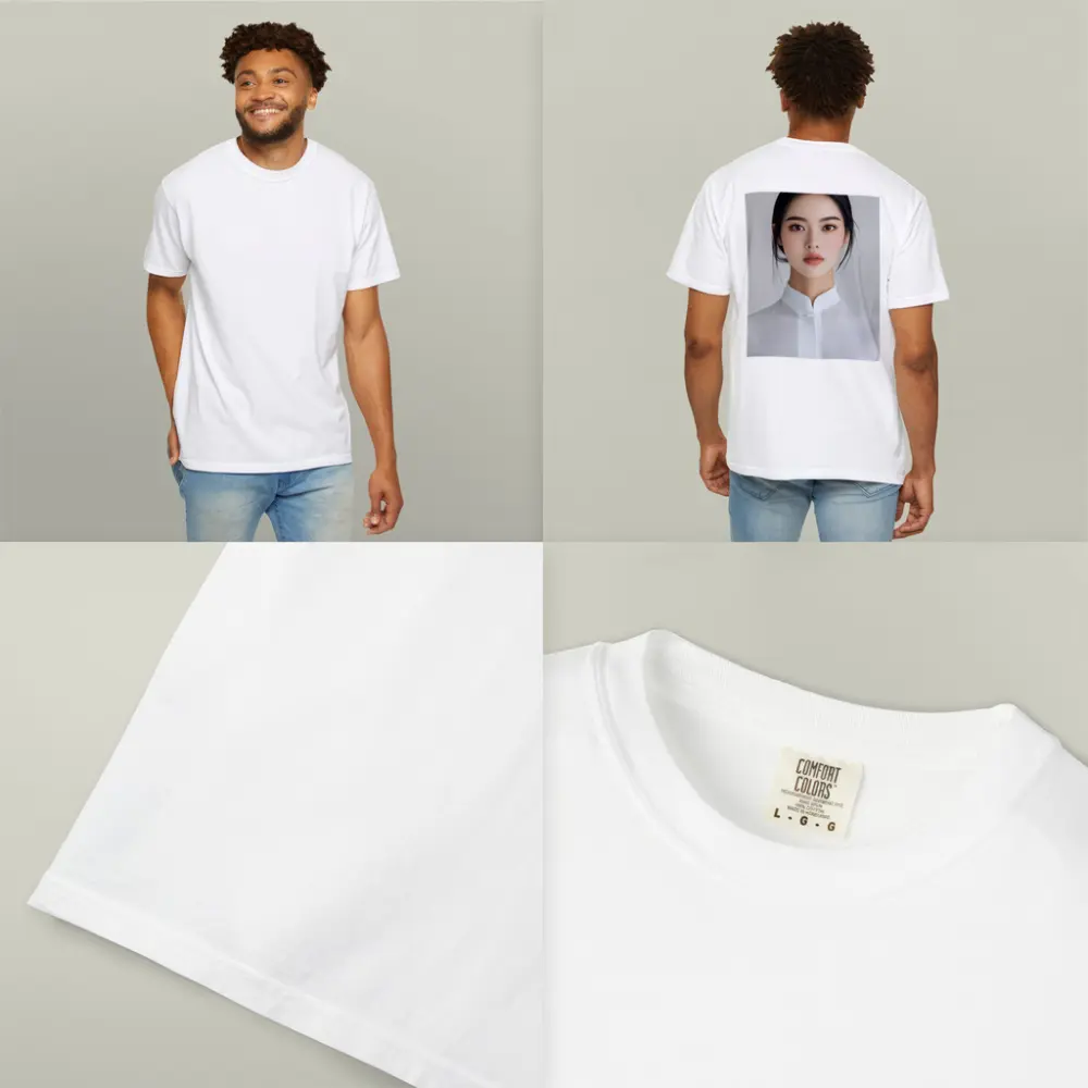 Young Asian Woman White Minimalist Background Portrait – T-Shirts