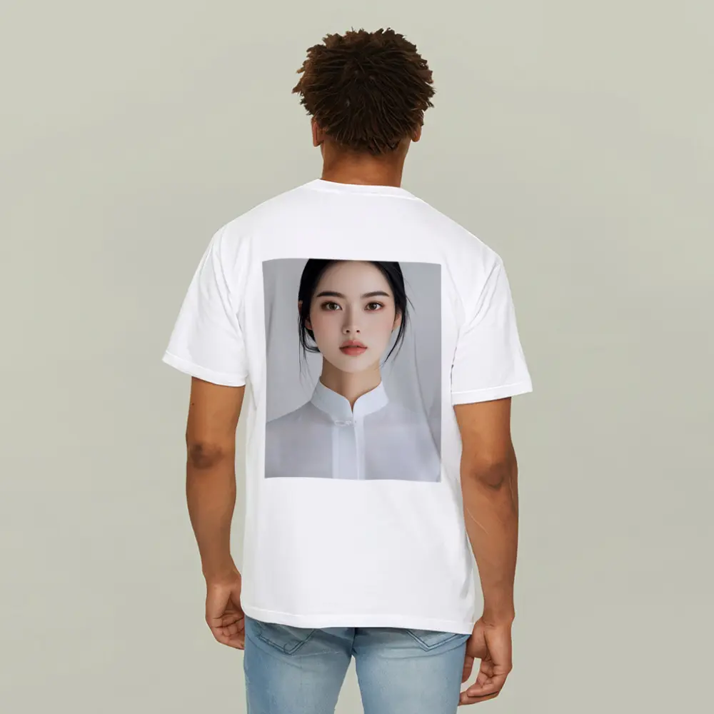 Young Asian Woman White Minimalist Background Portrait – T-Shirts