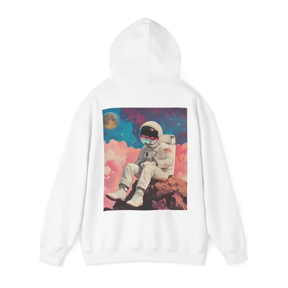 Astronaut Sitting On Rocks Colorful Space – Hoodies