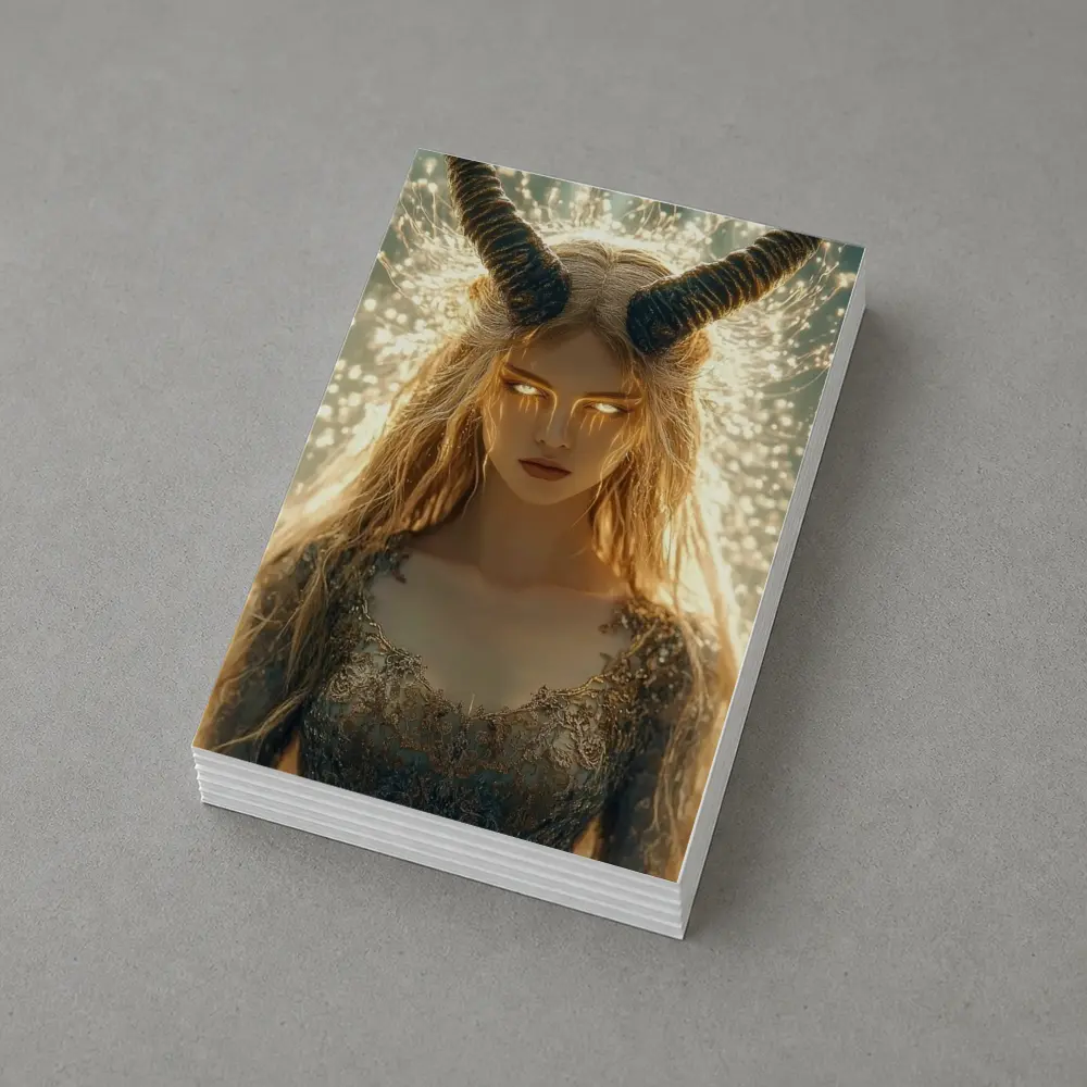 Golden Horned Fantasy Woman Glowing Light – Postcards