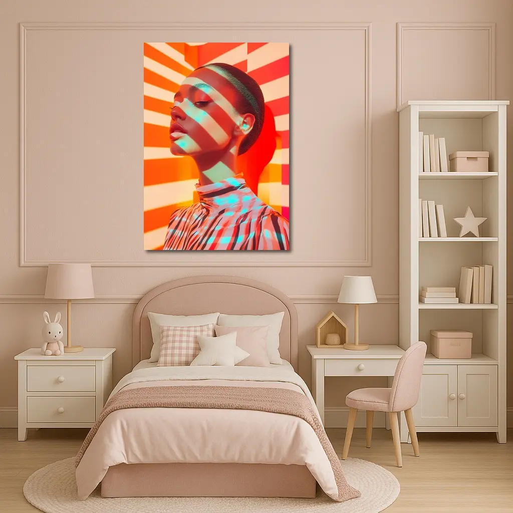 Fashion Woman Bold Striped Pop Art Background – Wall Art