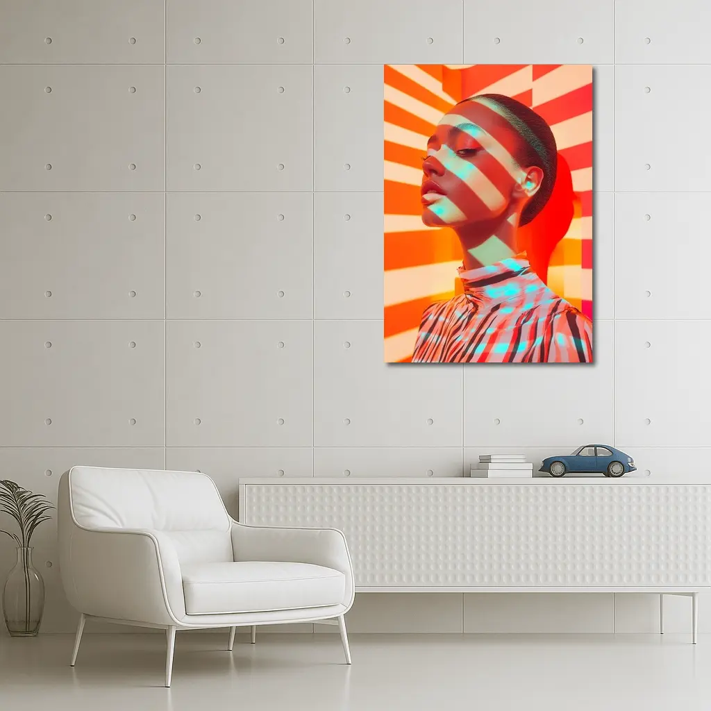 Fashion Woman Bold Striped Pop Art Background – Wall Art