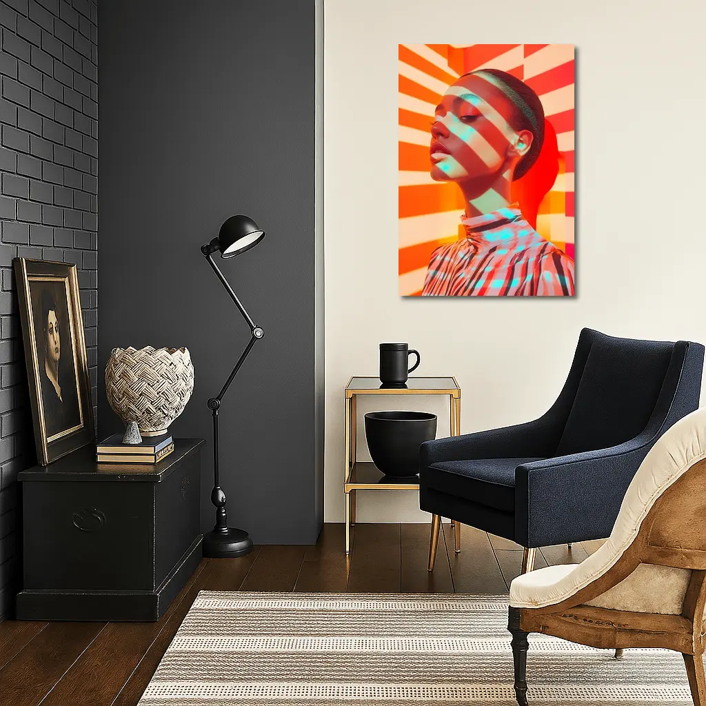 Fashion Woman Bold Striped Pop Art Background – Wall Art