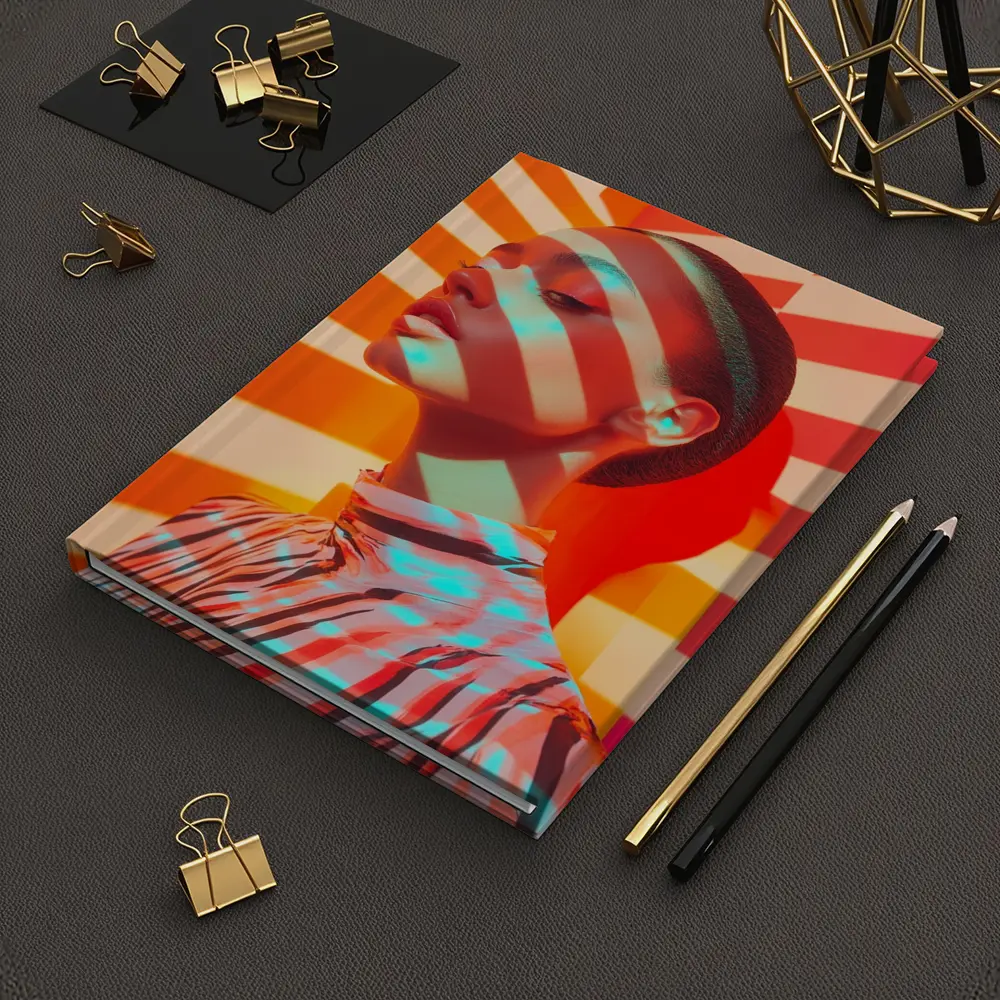 Fashion Woman Bold Striped Pop Art Background – Notebooks