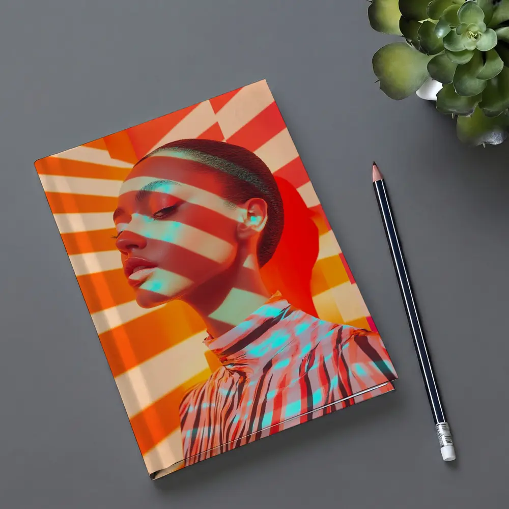 Fashion Woman Bold Striped Pop Art Background – Notebooks