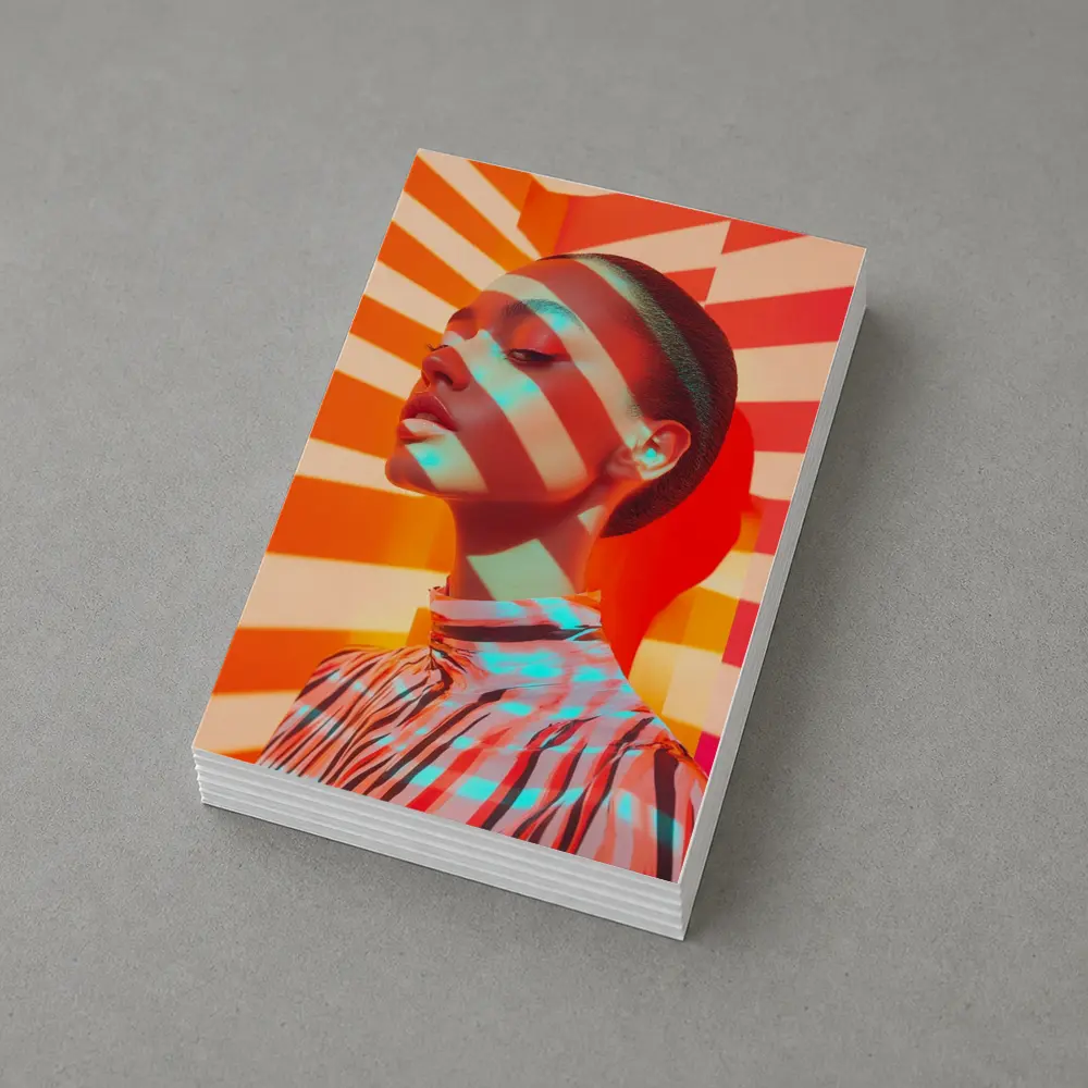 Fashion Woman Bold Striped Pop Art Background – Postcards
