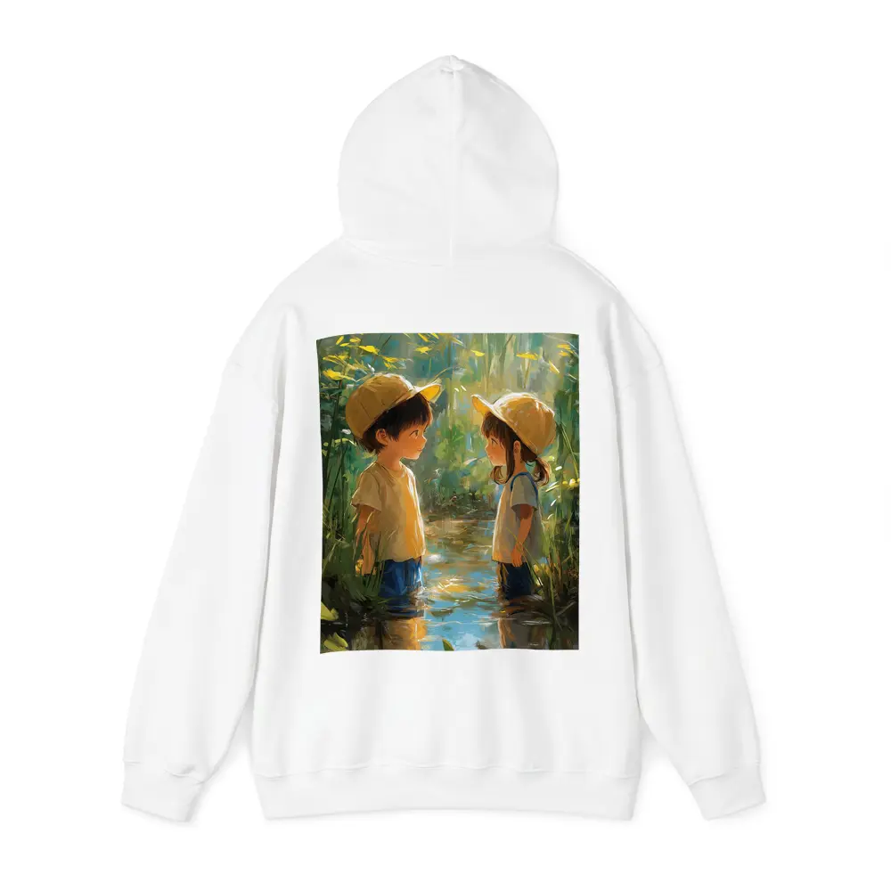 Two Kids Playing in Forest Stream – Hoodies