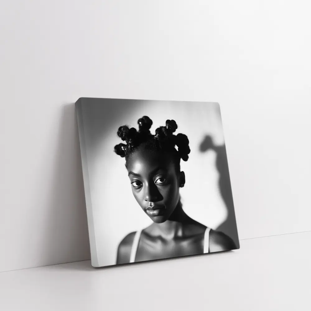 Black and White Portrait Young Woman Natural Hair – Wall Art