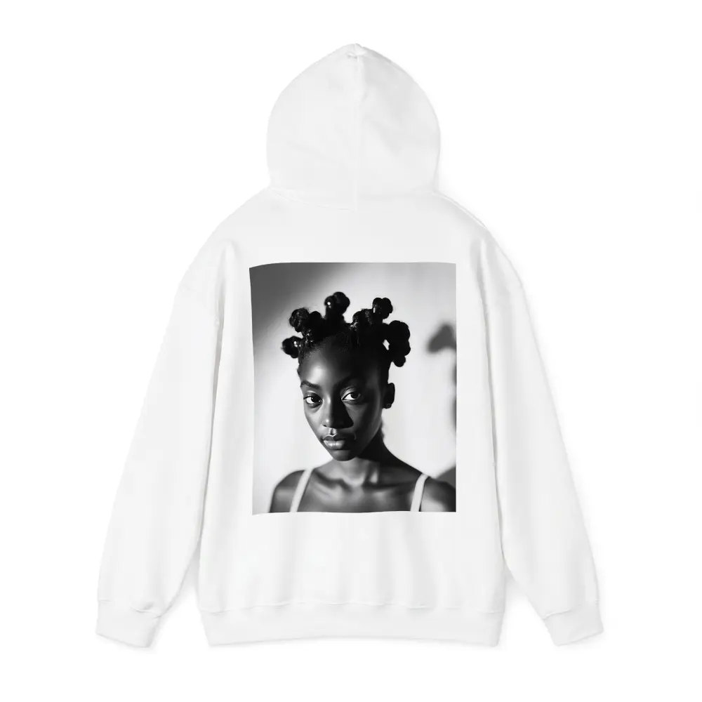 Black and White Portrait Young Woman Natural Hair – Hoodies