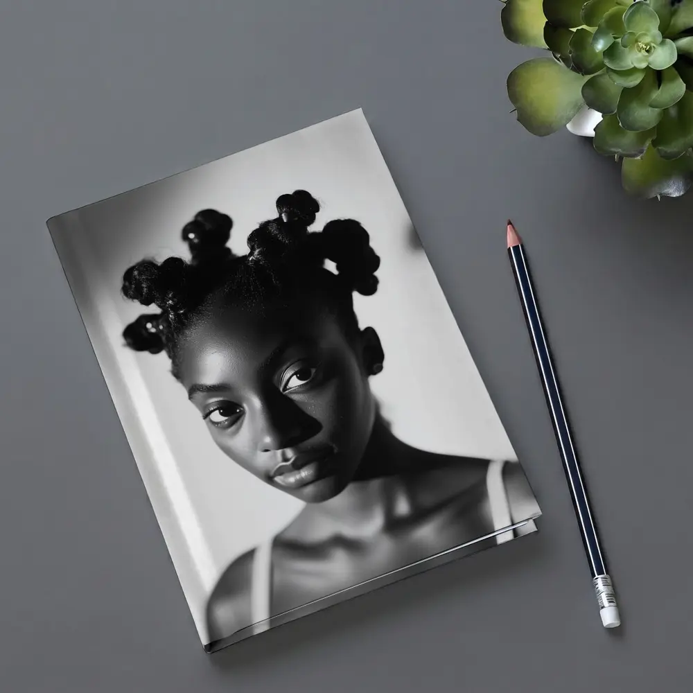 Black and White Portrait Young Woman Natural Hair – Notebooks