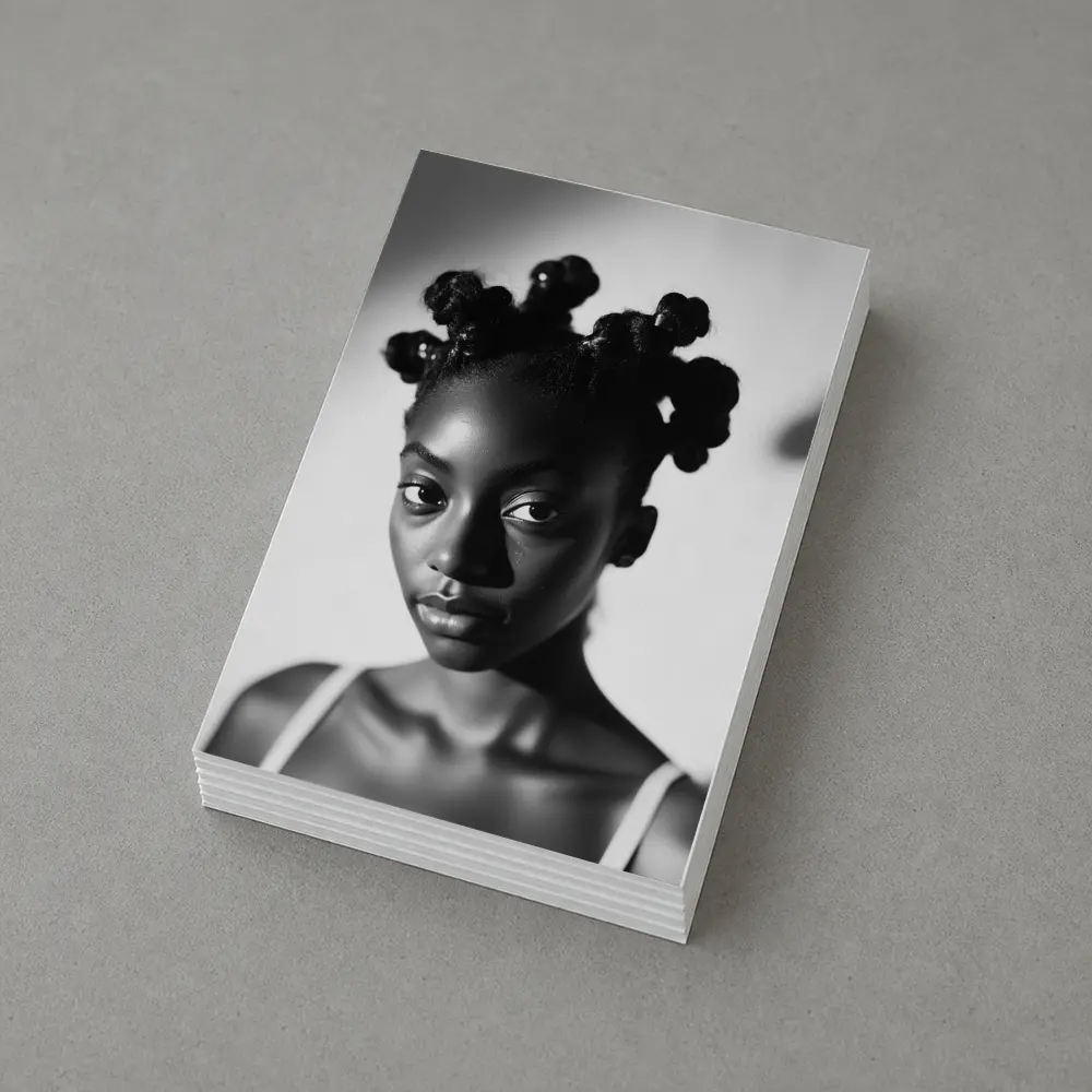 Black and White Portrait Young Woman Natural Hair – Postcards