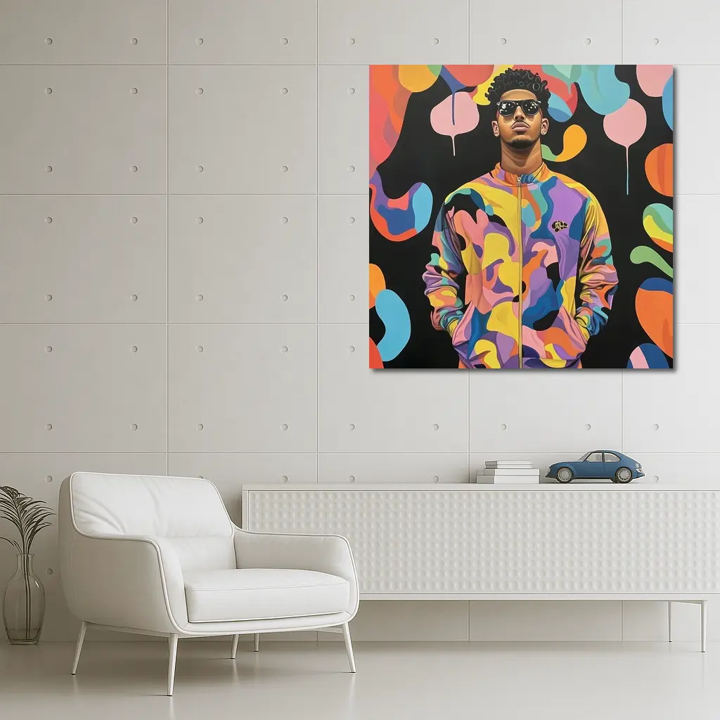 Young Man Pop Art Colorful Abstract Background – Wall Art